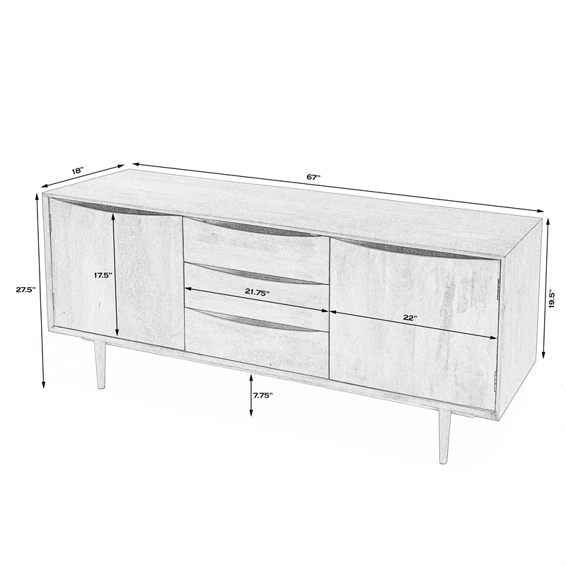 Maklaine Modern / Contemporary Natural Finish Wood Sideboard