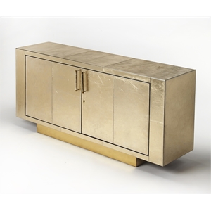 Maklaine Modern / Contemporary Leather Buffet in Gold Finish