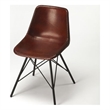 Maklaine Modern / Contemporary Brown Finish Leather Side Chair