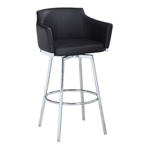 Maklaine 36.4&quot Modern Club Counter Stool w/ Memory Swivel in Black