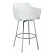 Maklaine Faux Leather Bar Stool Chair in White - Rotating Semi-circle Seat