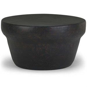 Maklaine Industrial 33 &quot Metal Coffee Table in Rustic Bronze