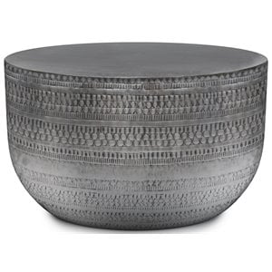 Maklaine 30 &quot Metal Metal Coffee Table in Antique Silver Finish