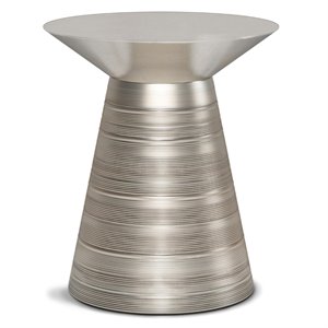 Maklaine Industrial 18 &quot Metal Accent Side Table in Antique Silver
