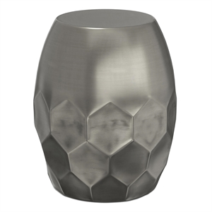 Maklaine Industrial 16 &quot Metal Accent Side Table in Antique Silver