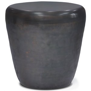 Maklaine Industrial 20 &quot Metal Accent Side Table in Antique Copper