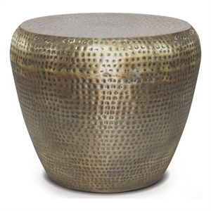 Maklaine Modern Industrial 22&quot Metal Metal Side Table in Antique Gold