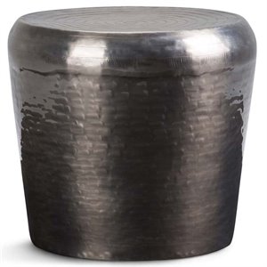 Maklaine Industrial 23 inch Wide Metal Accent Side Table in Antique Silver