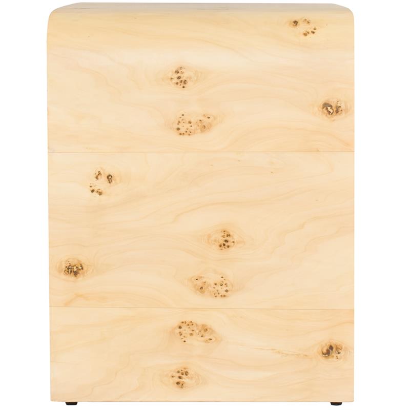 Maklaine Mid-Century Solid Ash Burl Finish Wooden Night Stand