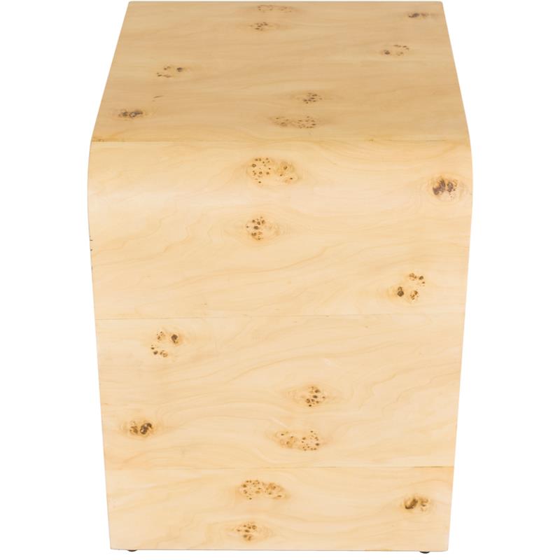 Maklaine Mid-Century Solid Ash Burl Finish Wooden Night Stand