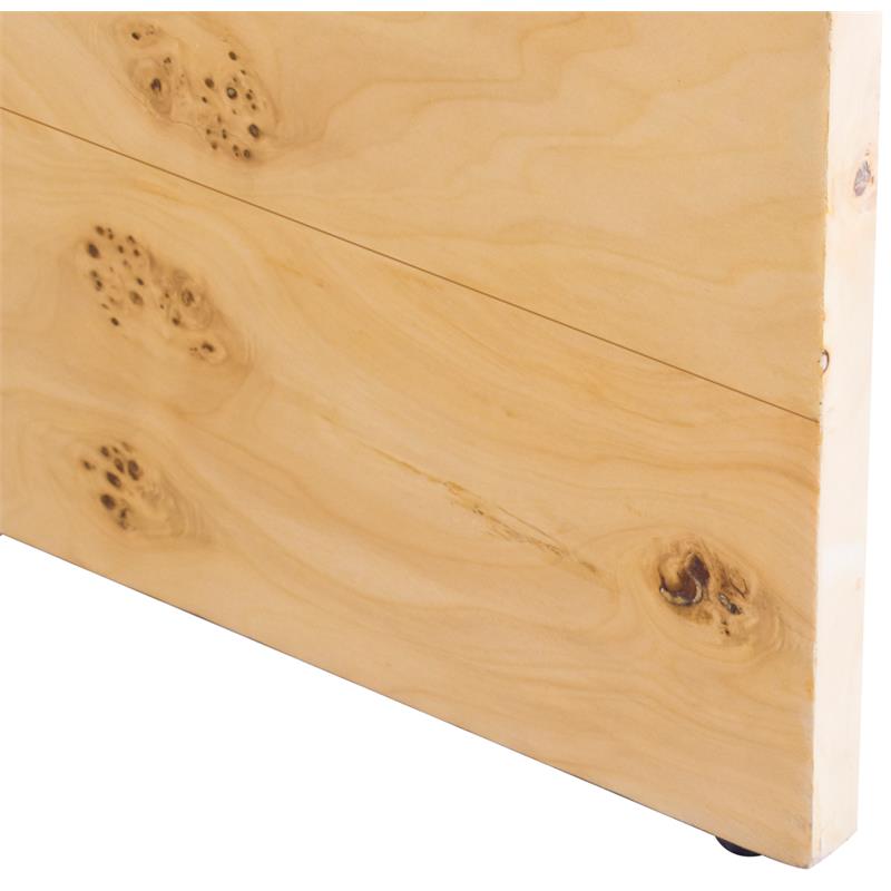 Maklaine Mid-Century Solid Ash Burl Finish Wooden Night Stand