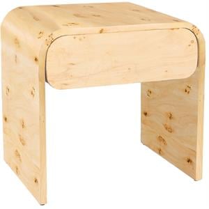 Maklaine Mid-Century Solid Ash Burl Finish Wooden Night Stand