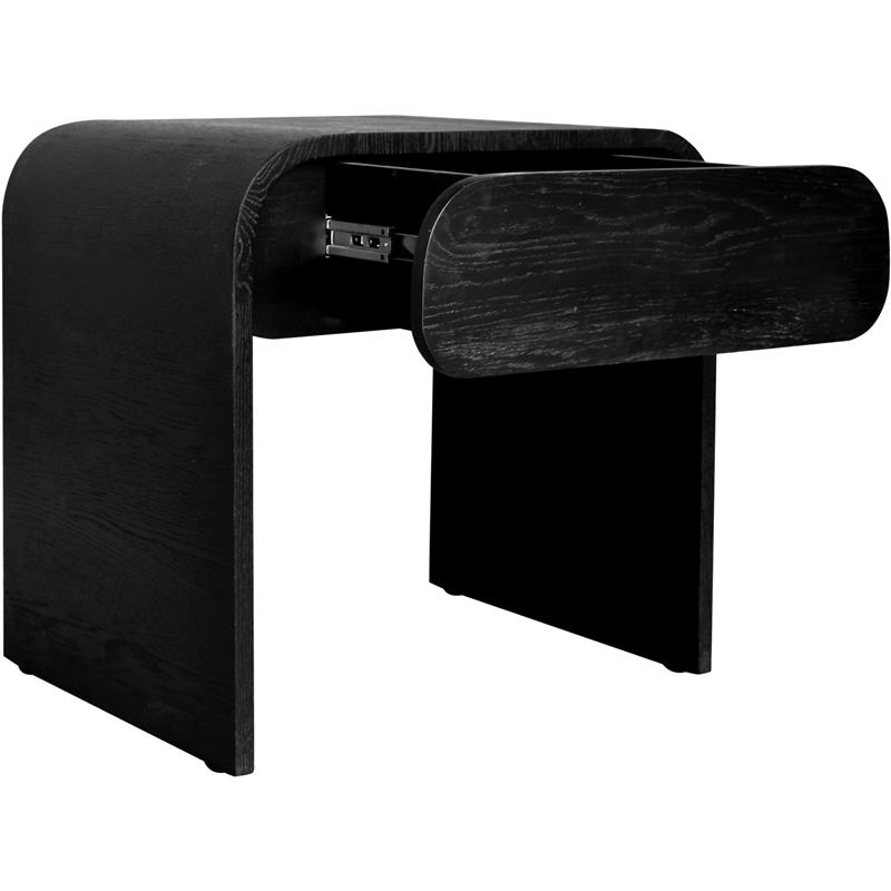 Maklaine Mid-Century Solid Wood Black Oak Finish Night Stand