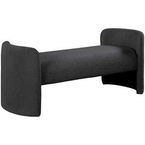 Maklaine Modern / Contemporary Black Finish Boucle Fabric Bench