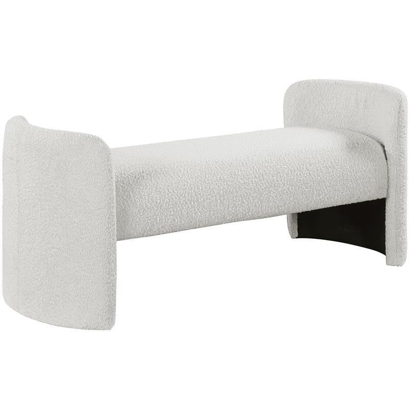Maklaine Modern / Contemporary Cream Finish Boucle Fabric Bench