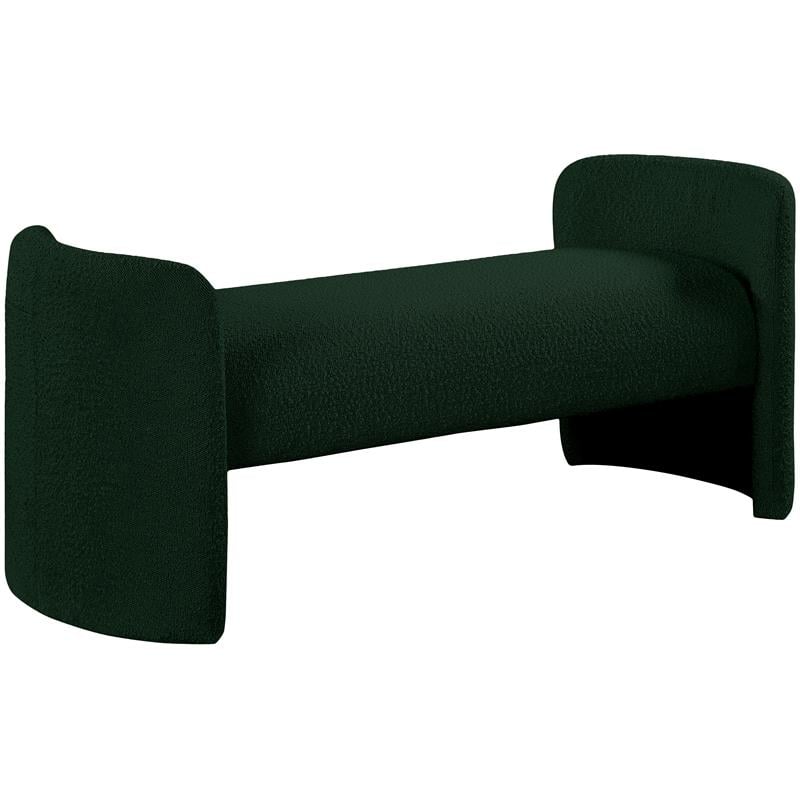 Maklaine Modern / Contemporary Green Finish Boucle Fabric Bench