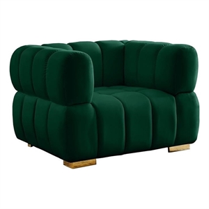 Maklaine Contemporary Velvet Chair with 2 Sets of Legs in Green