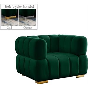 maklaine modern / contemporary soft velvet chair in green finish