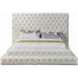 Maklaine Modern / Contemporary Cream Finish Velvet Queen Bed