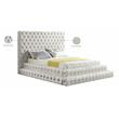 Maklaine Modern / Contemporary Cream Finish Velvet Queen Bed