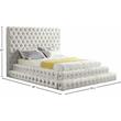 Maklaine Modern / Contemporary Cream Finish Velvet Queen Bed