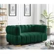 Maklaine Contemporary Velvet Loveseat with 2 Sets of Legs in Green