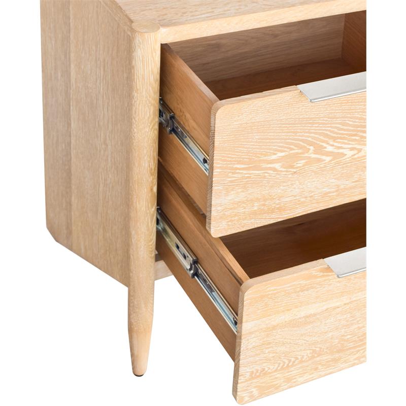 Maklaine Modern / Contemporary Night Stand in White Oak Finish