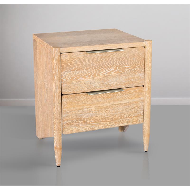 Maklaine Modern / Contemporary Night Stand in White Oak Finish