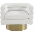 Maklaine Contemporary Boucle Fabric Swivel Accent Chair in Cream