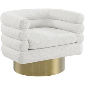 Maklaine Contemporary Boucle Fabric Swivel Accent Chair in Cream