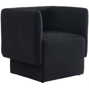 Maklaine Contemporary Boucle Fabric Accent Chair With Wood Construction in Black