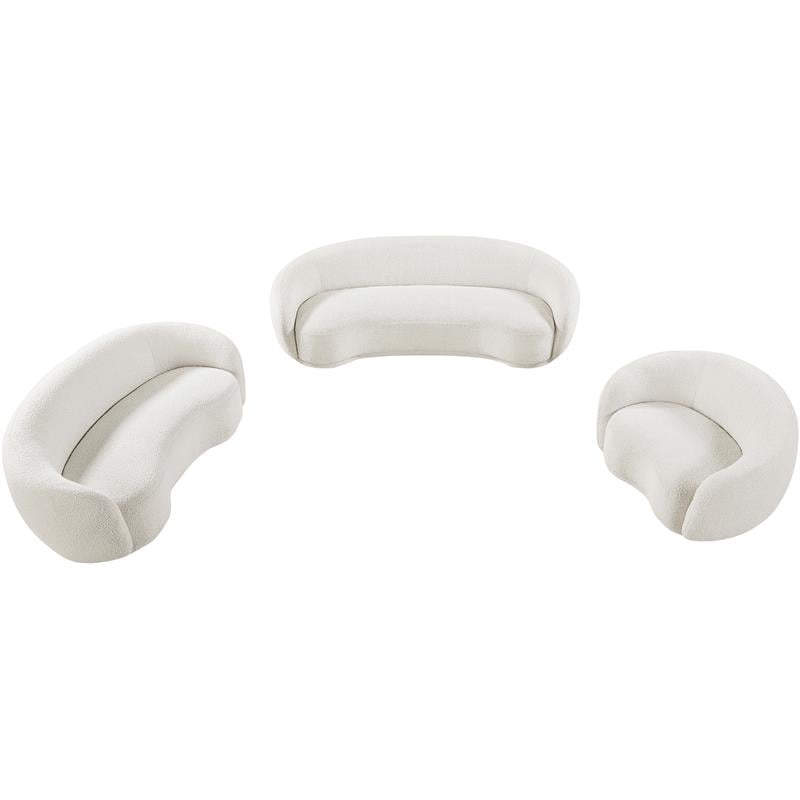 Maklaine Contemporary Boucle Fabric Loveseat With Rounded Back in Cream