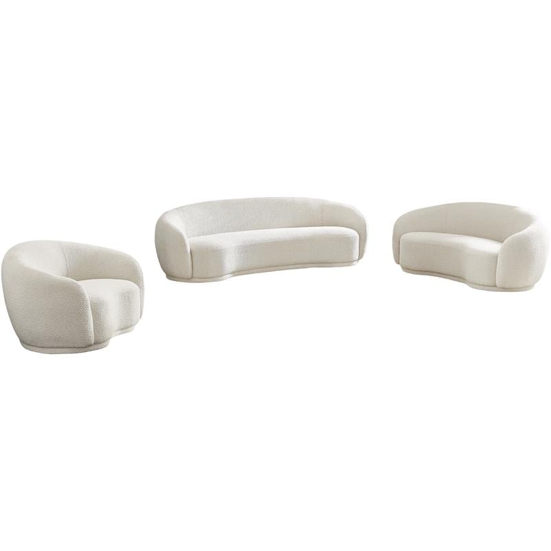 Maklaine Contemporary Boucle Fabric Loveseat With Rounded Back in Cream