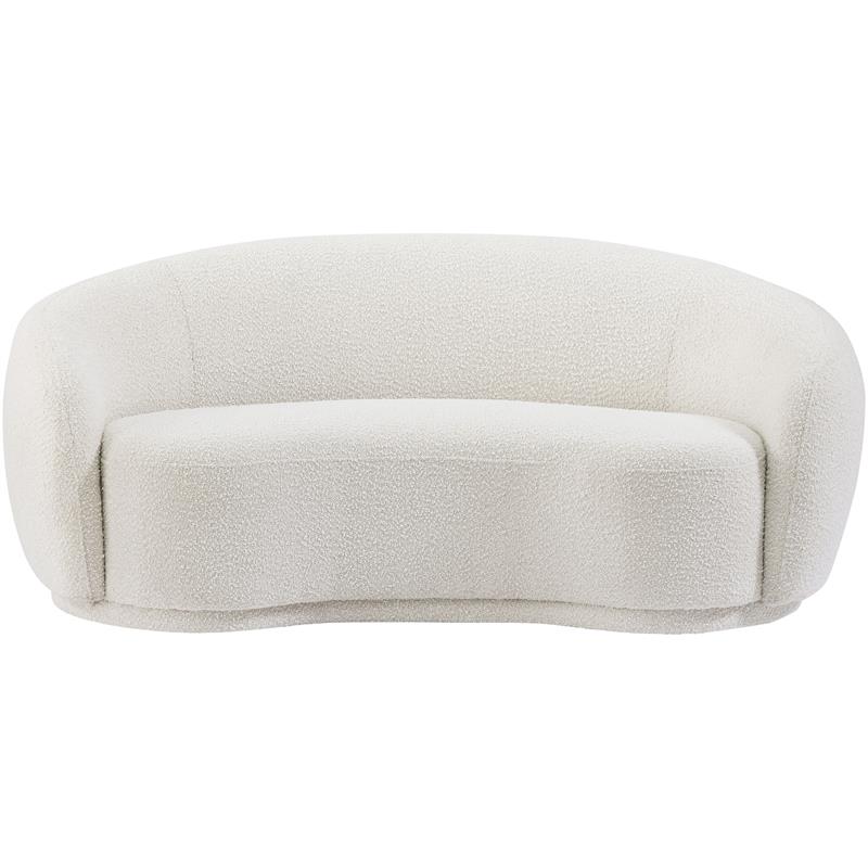 Maklaine Contemporary Boucle Fabric Loveseat With Rounded Back in Cream