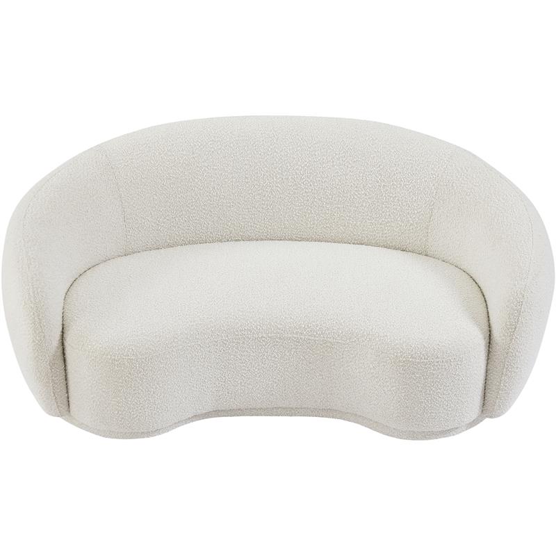 Maklaine Contemporary Boucle Fabric Loveseat With Rounded Back in Cream