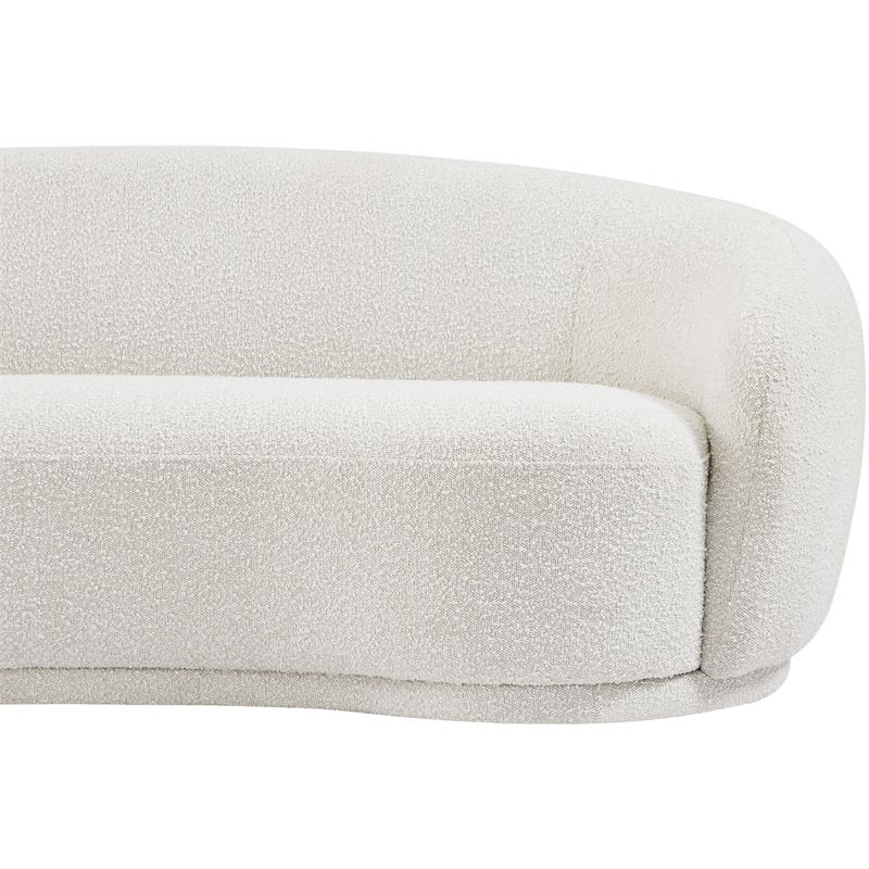Maklaine Contemporary Boucle Fabric Loveseat With Rounded Back in Cream