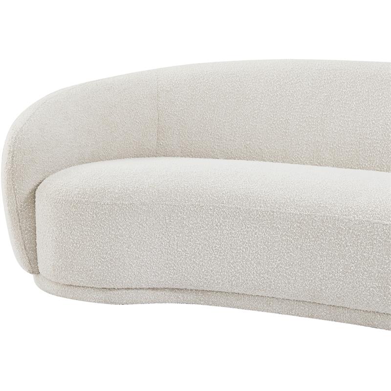 Maklaine Contemporary Boucle Fabric Loveseat With Rounded Back in Cream