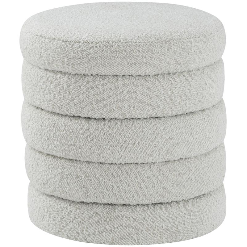 Maklaine Contemporary Boucle Fabric Ottoman/Stool in Rich Cream