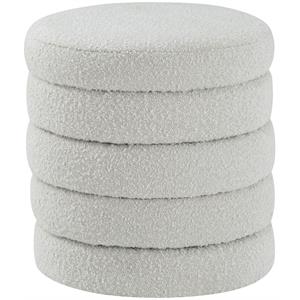 Maklaine Contemporary Boucle Fabric Ottoman/Stool in Rich Cream