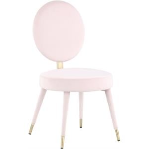 Maklaine 17.8&quot Contemporary Velvet Dining Chair in Soft Pink/Brushed Brass