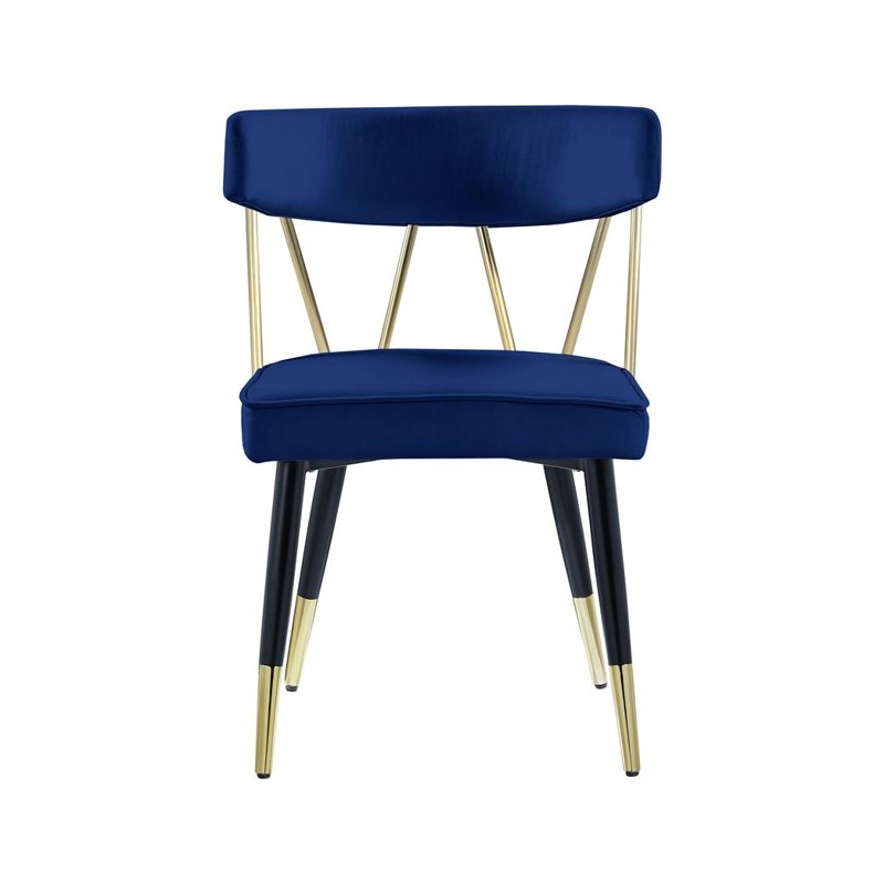 Maklaine Contemporary Velvet Dining Chair in Blue (Set of 2)