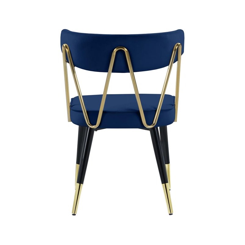 Maklaine Contemporary Velvet Dining Chair in Blue (Set of 2)