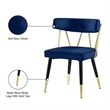 Maklaine Contemporary Velvet Dining Chair in Blue (Set of 2)
