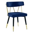 Maklaine Contemporary Velvet Dining Chair in Blue (Set of 2)