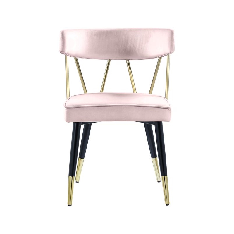 Maklaine Contemporary Velvet Dining Chair in Pink (Set of 2)