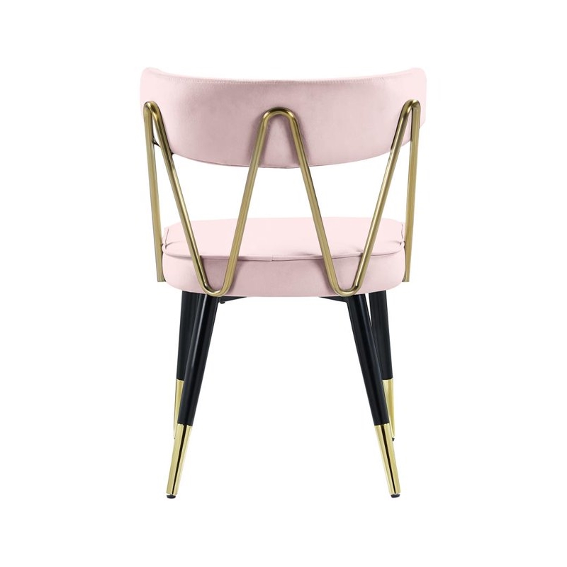 Maklaine Contemporary Velvet Dining Chair in Pink (Set of 2)
