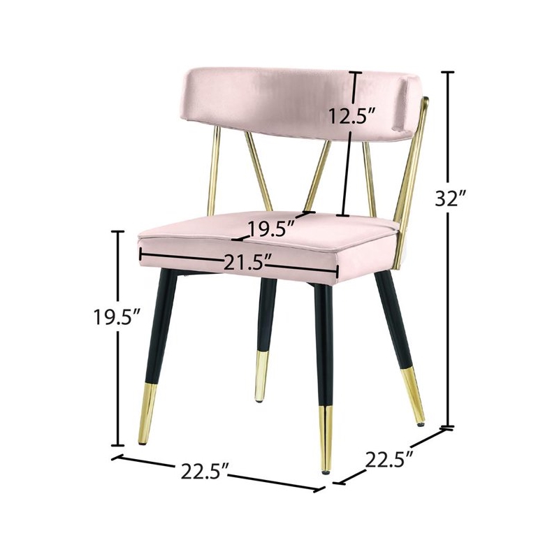 Maklaine Contemporary Velvet Dining Chair in Pink (Set of 2)