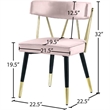 Maklaine Contemporary Velvet Dining Chair in Pink (Set of 2)