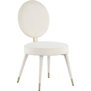 Maklaine 17.8&quot Contemporary Velvet Dining Chair in Soft Cream/Brushed Brass