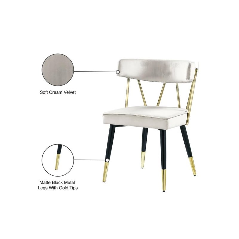 Maklaine Contemporary Velvet Dining Chair in White (Set of 2)